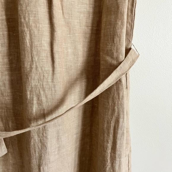 Chico’s Beige Linen Sleeveless Tie Waist Summer Dress with pockets - Picture 8 of 9